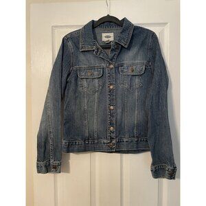 Old Navy Women's Distressed Denim Jean Jacket Blue Sz  Med Medium Blue Y2K
